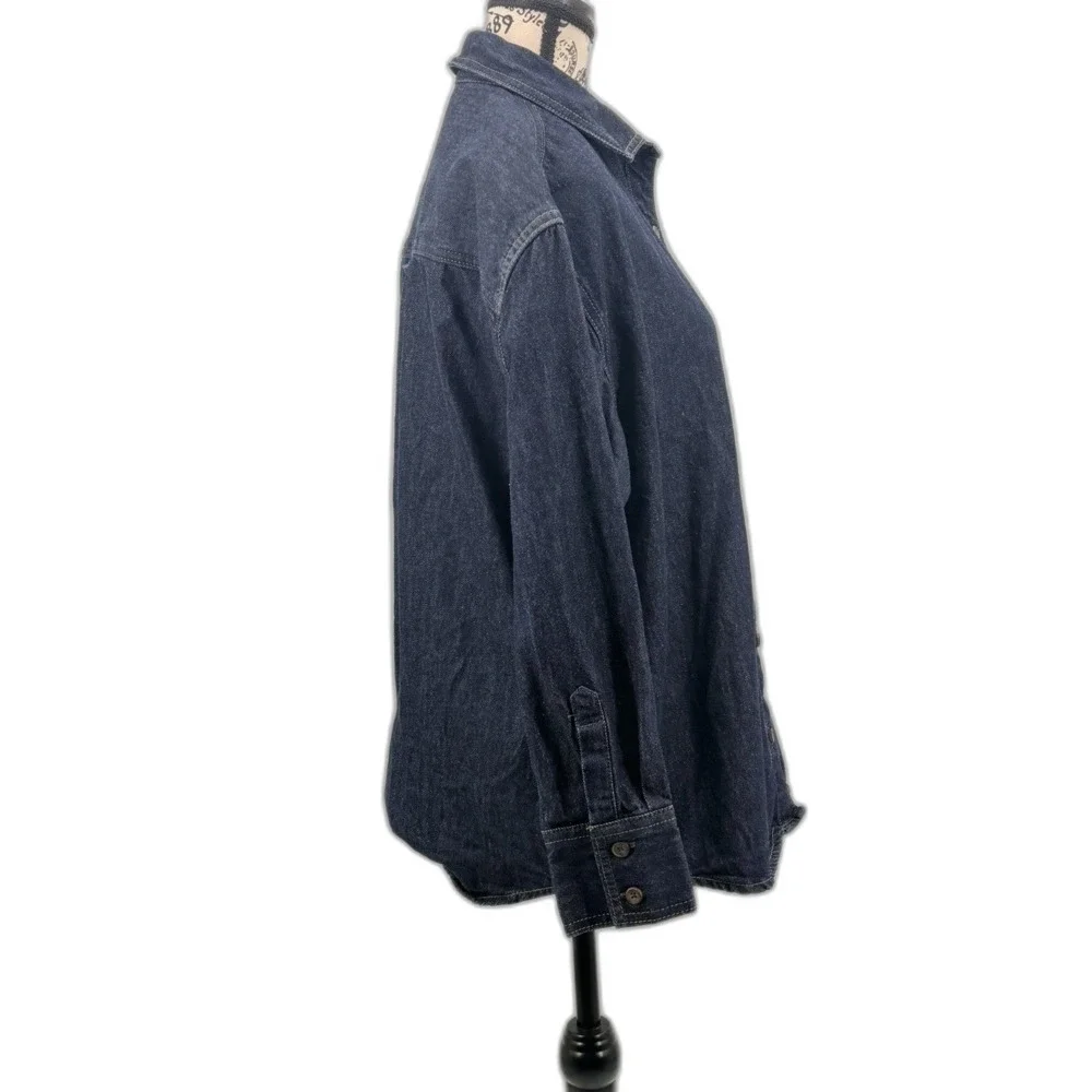 Old Navy 100% Cotton Heavy Denim Rancher Boyfriend Shirt Jacket XL Women Layer - Picture 7 of 11